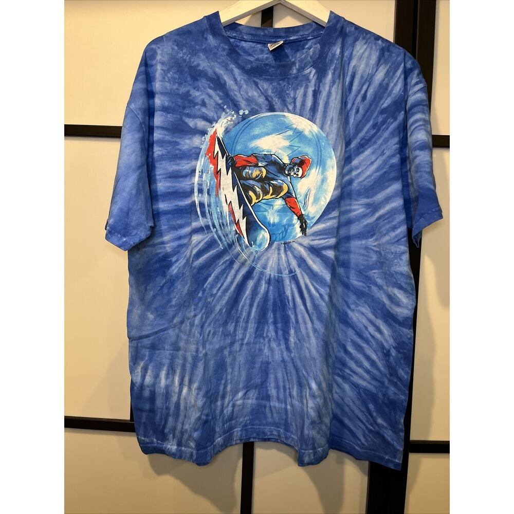 "GRATEFUL DEAD" SKELETON SNOWBOARDING TIE-DYE 2006 T SHIRT UNISEX SIZE XL BLUE